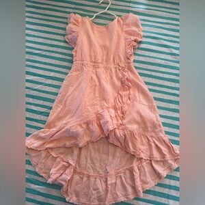 art class Peach Pink Ruffle Hi-Low Dress